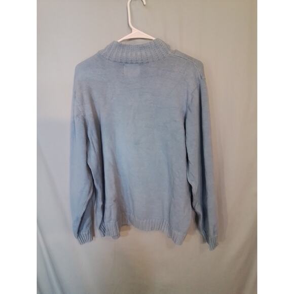 Quacker Factory; blue winter pullover sweater with Christmas theme. - Picture 4 of 7